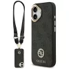 Guess 4G Strass Logo & Big Strap Metal Buttons Apple iPhone 17 hátlap tok univerzális pánttal, MagSafe, fekete-arany
