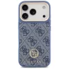 Guess 4G Strass Logo & Big Strap Metal Buttons Apple iPhone 17 Pro hátlap tok univerzális pánttal, MagSafe, kék-arany
