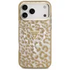 Guess Leopard Glitter Apple iPhone 17 Pro Max csillámos hátlap tok kameravédő peremmel, MagSafe, barna