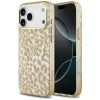 Guess Leopard Glitter Apple iPhone 17 Pro csillámos hátlap tok kameravédő peremmel, MagSafe, barna
