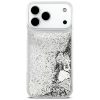 Guess Liquid Glitter Charms Apple iPhone 17 Pro Max csillámos hátlap tok kameravédő peremmel, ezüst