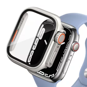   Tech-Protect Defense360 Apple Watch 7 / 8 / 9 (45mm) ütésálló tok, kijelzővédő felülettel, titanium-narancs