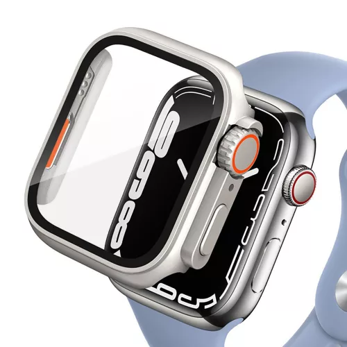Tech-Protect Defense360 Apple Watch 7 / 8 / 9 (45mm) ütésálló tok, kijelzővédő felülettel, titanium-narancs