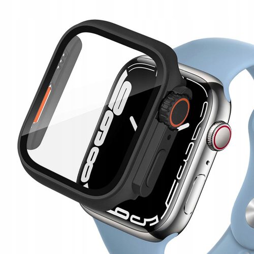 Tech-Protect Defense360 Apple Watch 7 / 8 / 9 (45mm) ütésálló tok kijelzővédelemmel, fekete-narancs