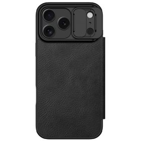 Nillkin Qin Pro Apple iPhone 17 Pro bőr flip tok, fekete
