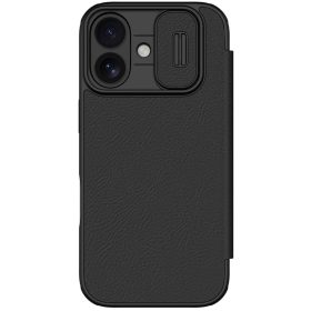 Nillkin Qin Pro Apple iPhone 17 bőr flip tok, fekete