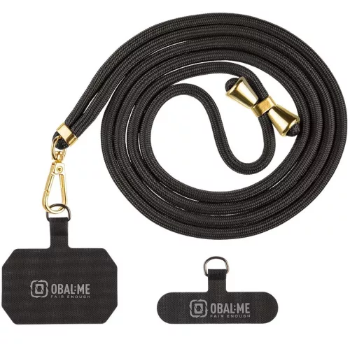 OBAL:ME NeckTag Allure Rope nyakba / vállra akasztható univerzális telefontartó, fekete