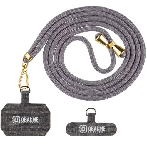 OBAL:ME NeckTag Allure Rope nyakba / vállra akasztható univerzális telefontartó, szürke