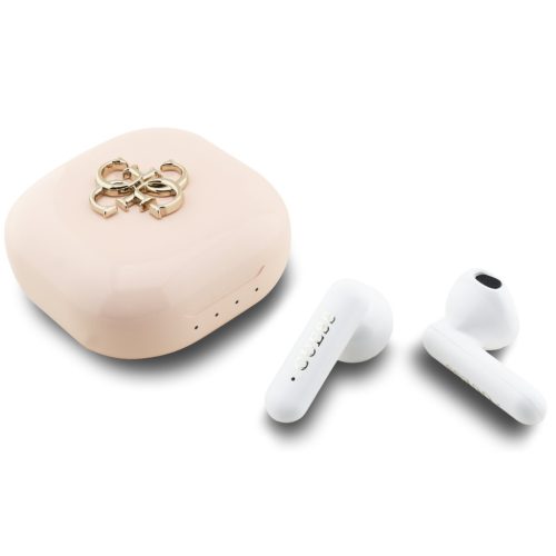 Guess 4G Metal Logo TWS vezeték nélküli fülhallgató, rózsaszín-fehér