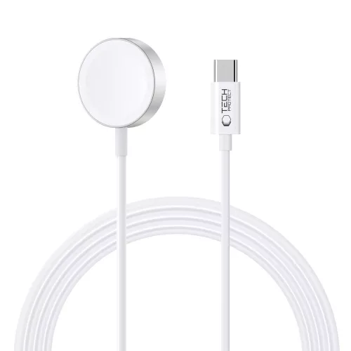 Tech-Protect UltraBoost Magnetic Apple Watch töltő USB-C kábellel, 120cm, fehér