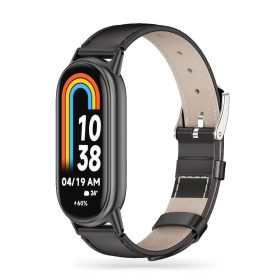   Tech-Protect LeatherFit Xiaomi Mi Smart Band 10 / Band 9 / Band 8 bőrszíj, fekete
