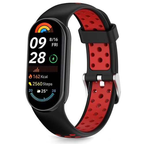 Tech-Protect IconBand Air Xiaomi Mi Smart Band 10 / Band 9 / Band 8 bőrszíj, fekete-piros