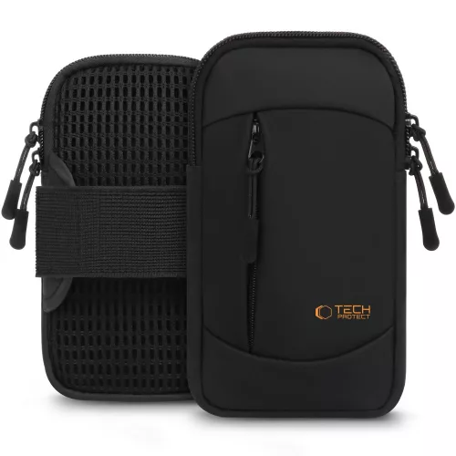 Tech-Protect M6 univerzális tartó / táska, futáshoz / sportoláshoz / túrázáshoz, fekete-narancs