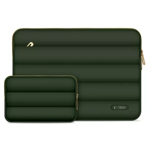 Tech-Protect Puffy univerzális laptop táska / tartó, ütéscsillapító habréteggel, plüss béléssel, 15-16col, zöld