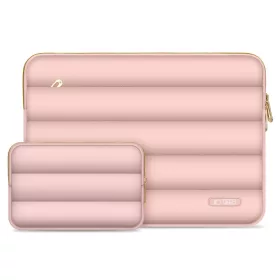   Tech-Protect Puffy univerzális laptop táska / tartó, ütéscsillapító habréteggel, plüss béléssel, 15-16col, rozéarany