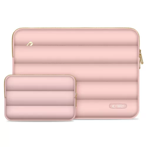 Tech-Protect Puffy univerzális laptop táska / tartó, ütéscsillapító habréteggel, plüss béléssel, 15-16col, rozéarany
