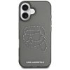 Karl Lagerfeld IML Rhinestones Karl Head iPhone 16 hátlap tok kameravédelemmel, fekete