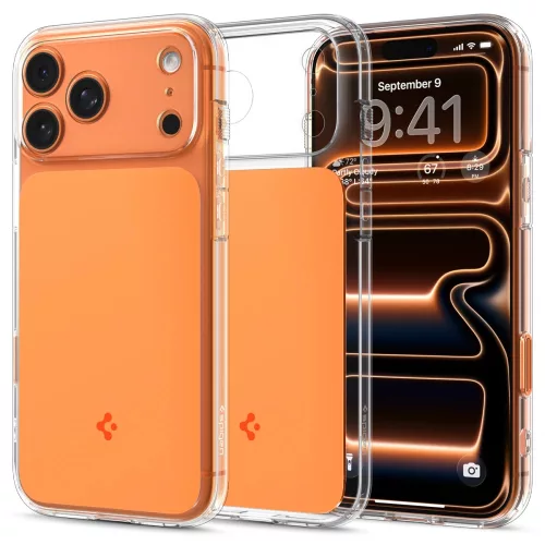 Spigen Ultra Hybrid T MagFit Apple iPhone 17 Pro Max tok, MagSafe, Glossy Orange, narancs