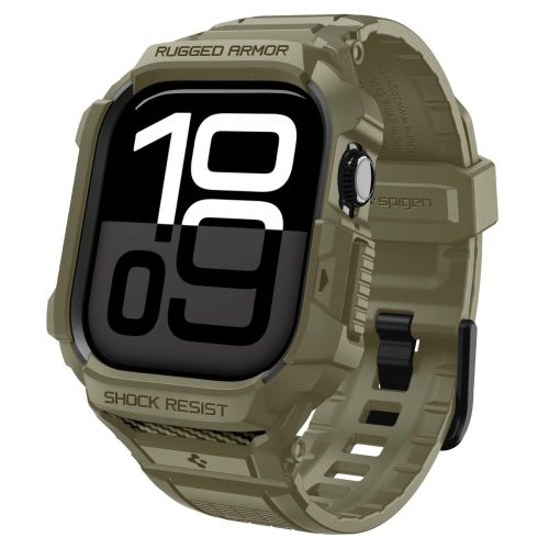 Spigen Rugged Armor Pro 2 Apple Watch 10-11 (46 mm) szíj / tok, Vintage Khaki, zöld