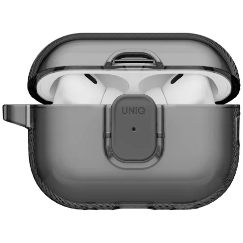 Uniq Glase Pro Apple AirPods Pro 3 tok karabinerrel, szürke
