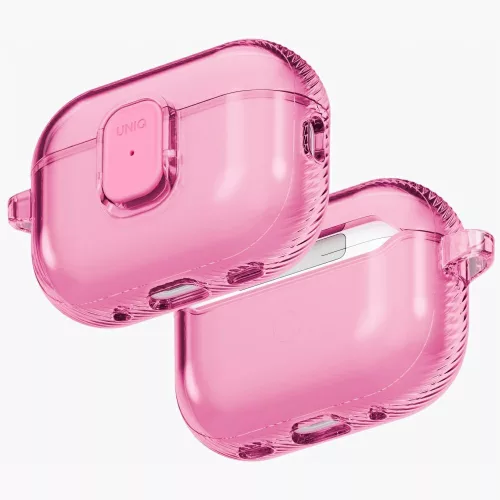 Uniq Glase Pro Apple AirPods Pro 3 tok karabinerrel, rózsaszín