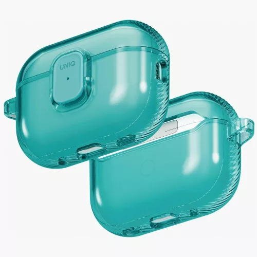 Uniq Glase Pro Apple AirPods Pro 3 tok karabinerrel, türkíz