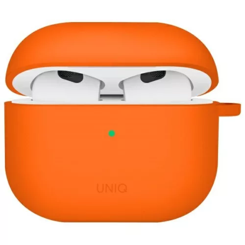 Uniq Iridescia Apple AirPods 4 tok karabinerrel, fülakasztóval, narancs