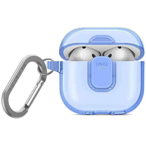 Uniq Glase Pro Apple AirPods 4 tok karabinerrel, kék