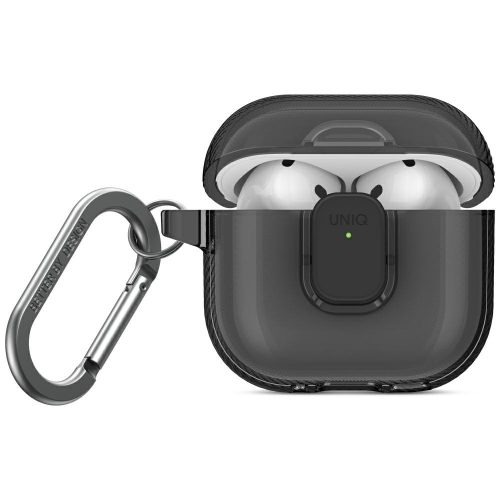 Uniq Glase Pro Apple AirPods 4 tok karabinerrel, szürke