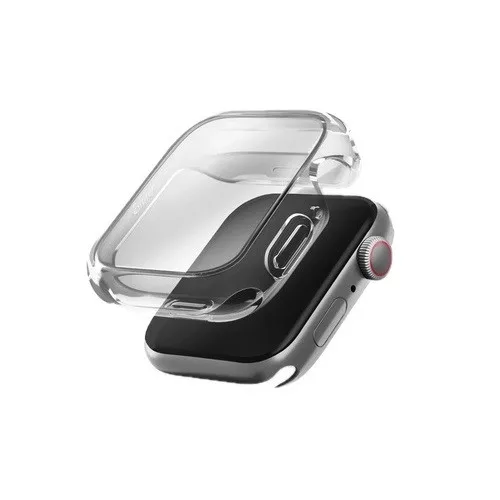 Uniq Garde Apple Watch 11/ Watch 10 46mm műanyag tok kijelzővédelemmel, átlátszó