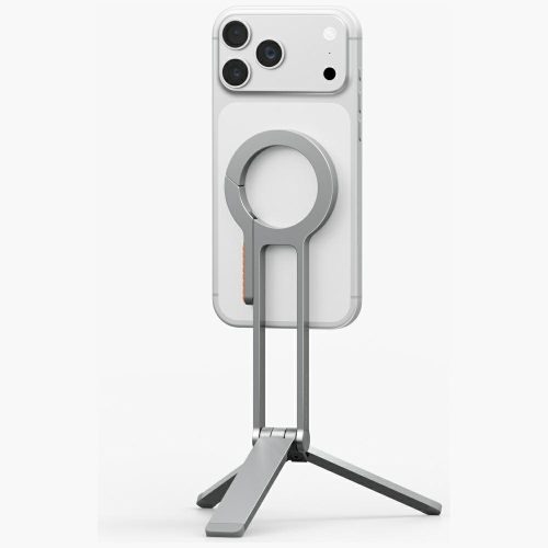Uniq Arcus MagSafe kompatibilis Selfie bot / Tripod állvány kulcsatartóra akasztható résszel, ezüst