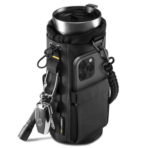 Spigen Tumbler Holder Bag LF500, termosz, kulacs tartó táska, mágneses, fekete