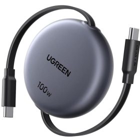   Ugreen USB-C-USB-C behúzható, állítható töltő-és adatkábel automatikus visszatekeréssel, 100W, 1m, fekete