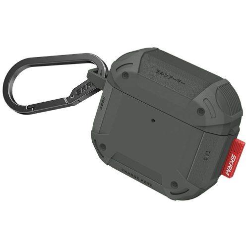 Skinarma Mecha CE AirPods 4 tok karabinerrel, Olive, szürke