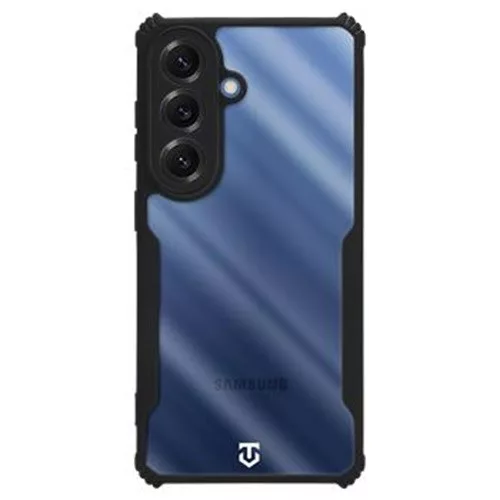 Tactical Quantum Stealth Samsung Galaxy S26 Plus hátlap tok megerősített sarokkal, átlátszó/fekete