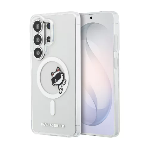 Karl Lagerfeld IML Choupette Peekaboo Logo Samsung Galaxy S26 Ultra mágneses tok, átlátszó