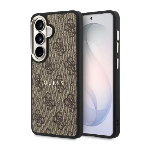 Guess PU Leather 4G Gold Frame Samsung Galaxy S26 mágneses tok, barna