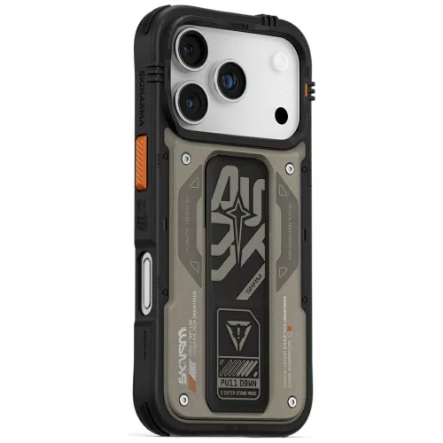 Skinarma Aegis Apple iPhone 17 Pro mágneses tok kitámasztóval, Magsafe kompatibilis, szürke
