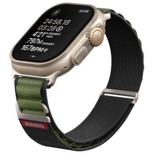 Skinarma Kobu Apple Watch állítható szíj, 49/45/44/42MM, olive (zöld)