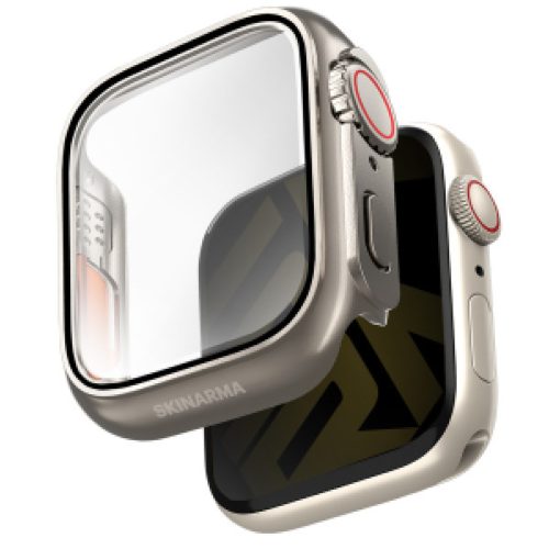 Skinarma Gado Apple Watch 11 / Watch 10 46mm tempered glass üvegfólia / tok, titanium (ezüst)