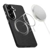 Tech-Protect Ion Carbon Samsung Galaxy S26 hátlap tok, MagSafe, fekete-ezüst