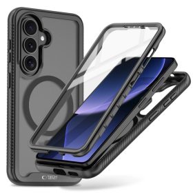   Tech-Protect Defense Samsung Galaxy S26 Ultra hátlap tok kijelző védelemmel, ütésálló, MagSafe, áttetsző-fekete