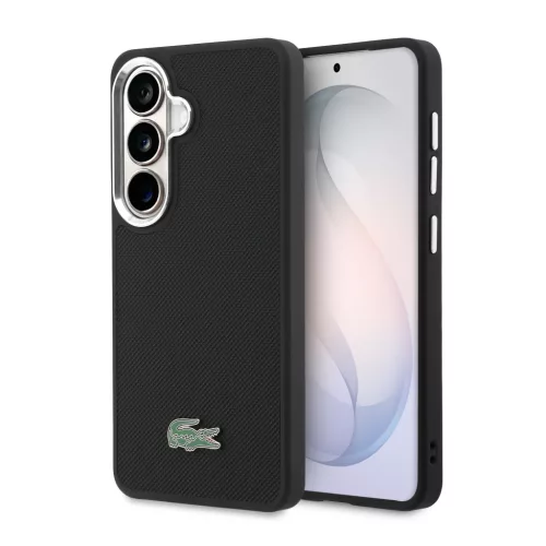 Lacoste Petit Pique Metal Logo Magnetic Samsung Galaxy S26 hátlap tok, MagSafe, fekete