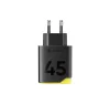 Tactical Minimi USB-C-USB-A gyorstöltő adapter, kompakt, GaN, 45W, sárga-fekete