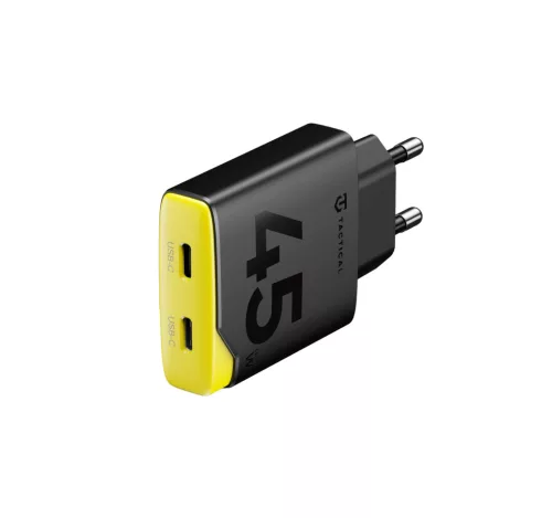 Tactical Minimi USB-C-USB-C gyorstöltő adapter, kompakt, GaN, 45W, sárga-fekete