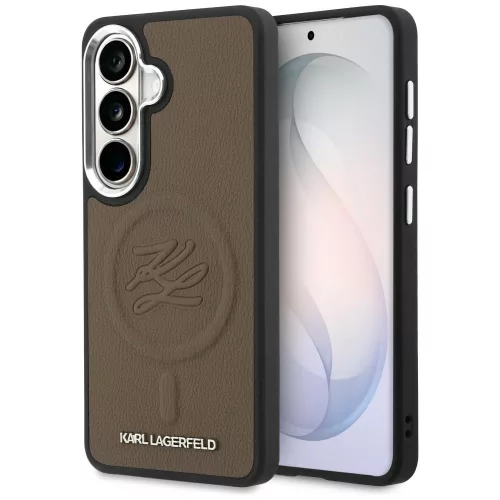 Karl Lagerfeld Embossed Ring Initials Samsung Galaxy S26 mágneses tok, MagSafe, barna