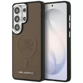   Karl Lagerfeld Embossed Ring Initials Samsung Galaxy S26 Ultra mágneses tok, MagSafe, barna