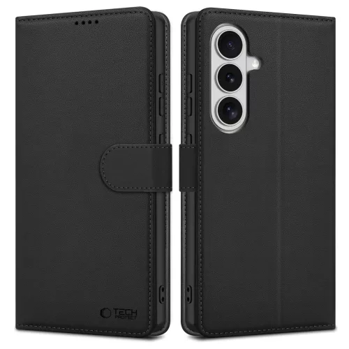 Tech-Protect Wallet Samsung Galaxy S26 flip / kinyitható tok kártyatartóval, fekete