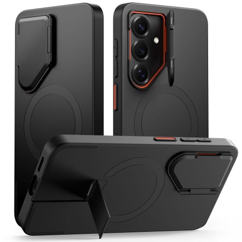 Tech-Protect Kevlar Aura Samsung Galaxy S26 tok kameravédelemmel, kitámasztóval, fekete-narancs