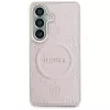 Guess Saffiano Peony Embossed Ring Samsung Galaxy S26 mágneses tok, MagSafe, rózsaszín